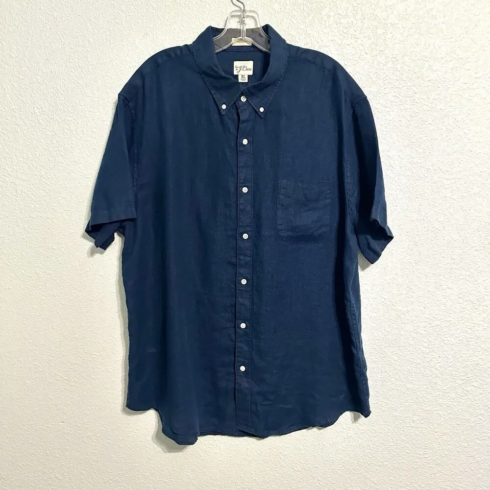 J Crew Baird McNutt Shirt Mens XL Blue Irish Linen Button Down Classic Woven